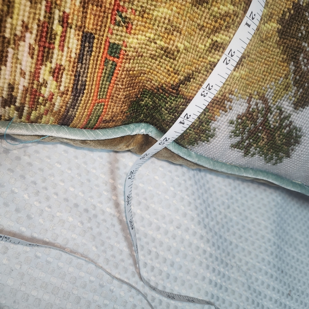 CHARLOTTE HOME EUC 25 X 25 ASIAN THEME TAPESTRY NEEDLEPOINT PILLOW DECOR - Picture 5 of 6